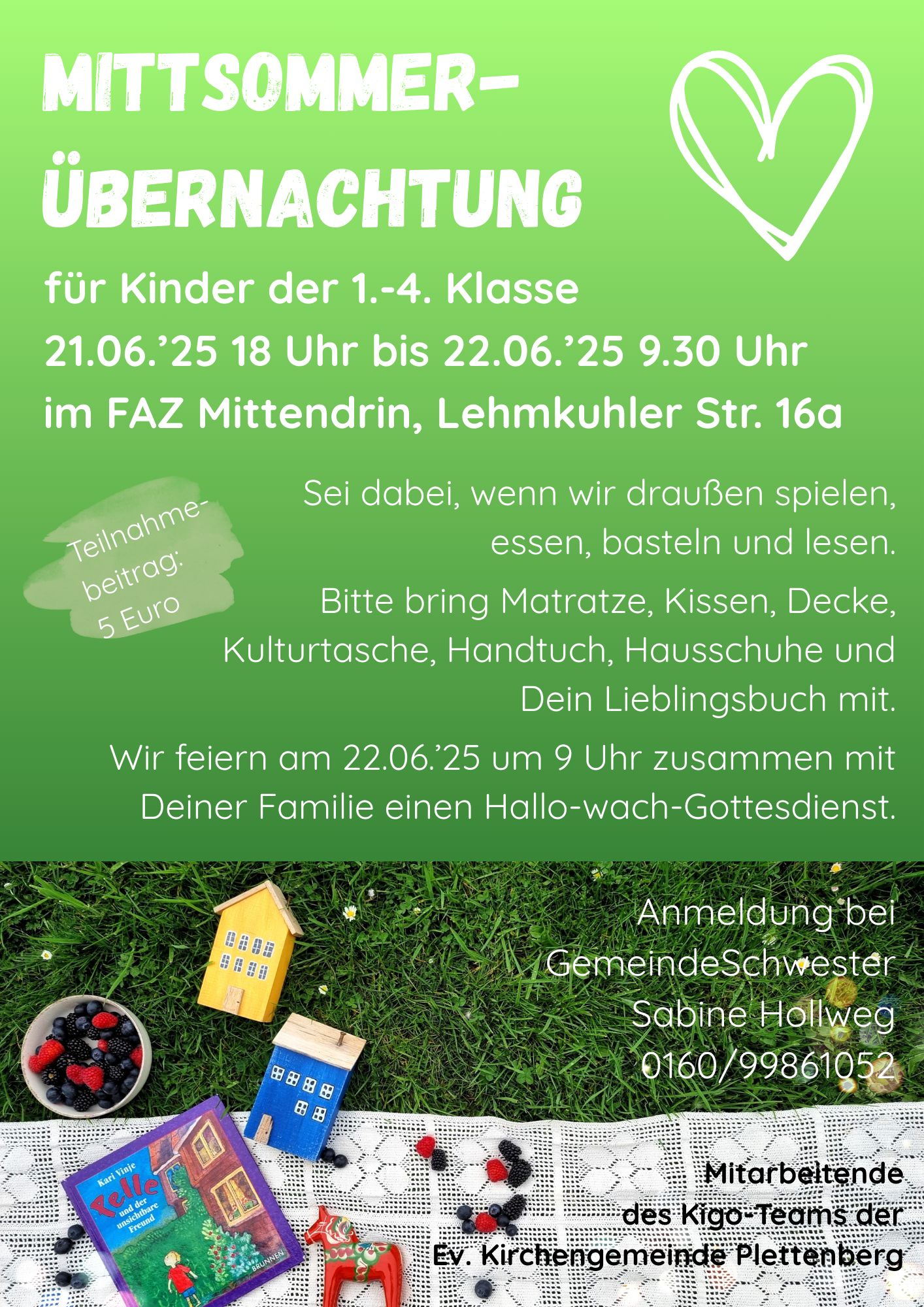 Mittsommerübernachtung für Kinder der 1.-4. Klasse - 21.-22.06.25